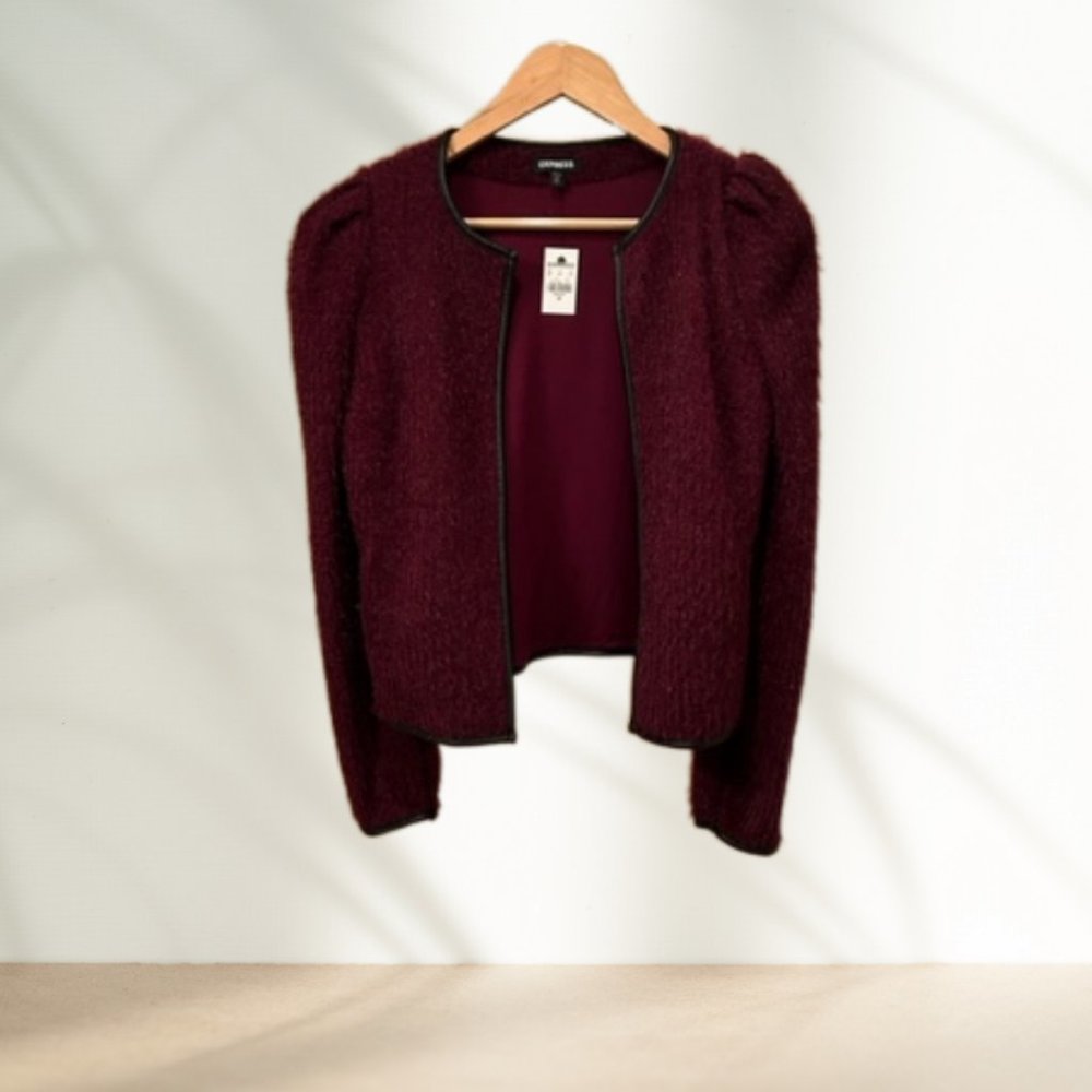Express Burgundy Cropped Blazer